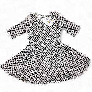 Dot Dot Smile BALLERINA Dress Girls Size 2T White w / Black Polka Dots NWT